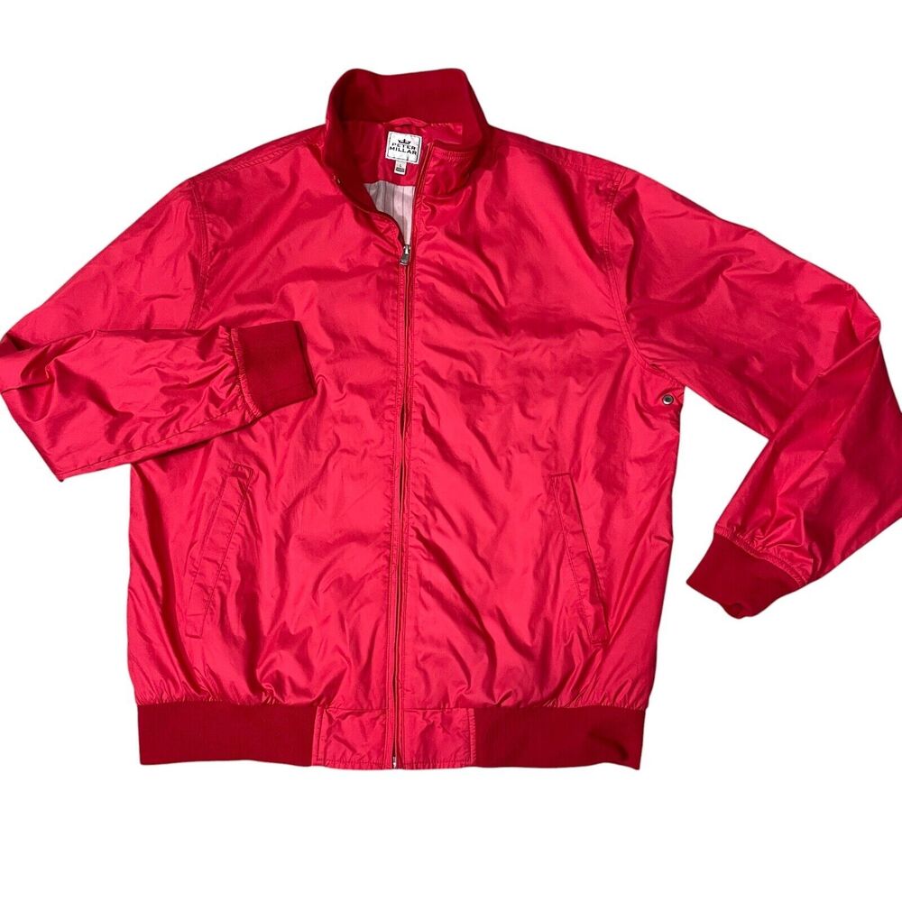 Peter‎ Millar Large Red Lined Windbreaker Full Zip Pockets 100% Polyester Jacket